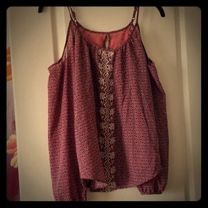 Rewind spaghetti strap shoulder top pink blue
